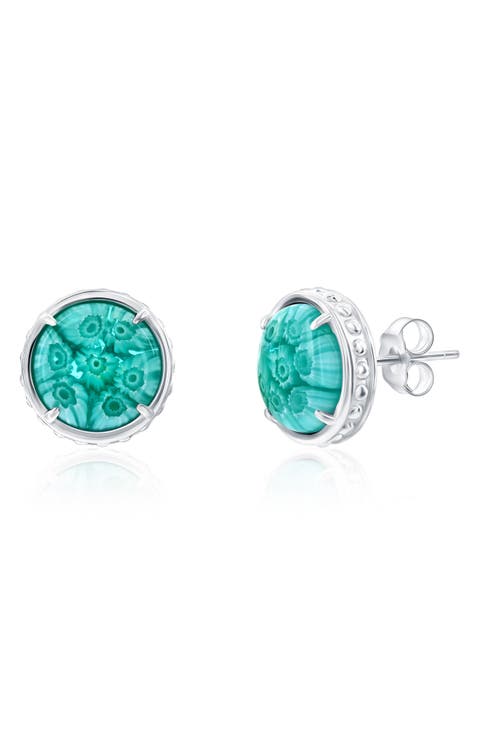Venetian Murano Sterling Silver Stud Earrings