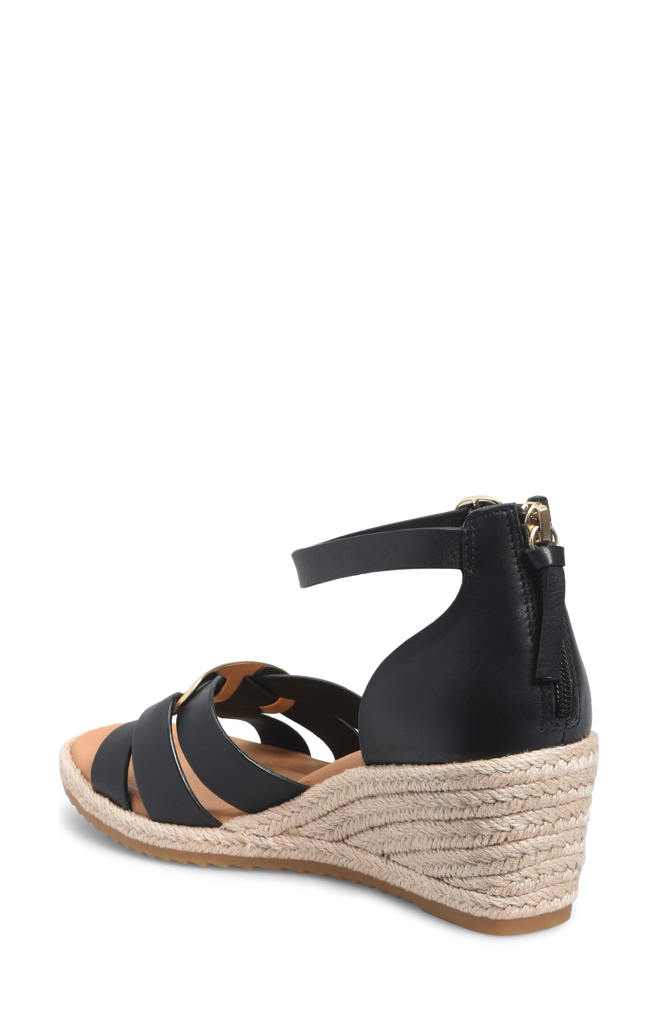 Söfft Ivy Espadrille Ankle Strap Platform Wedge Sandal, Alternate, color, Black