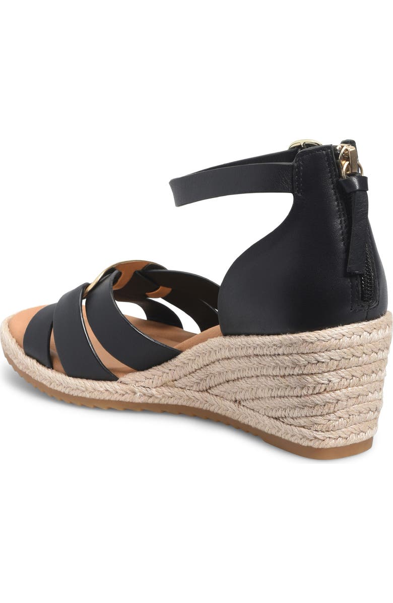 Söfft Ivy Espadrille Ankle Strap Platform Wedge Sandal, Alternate, color, Black