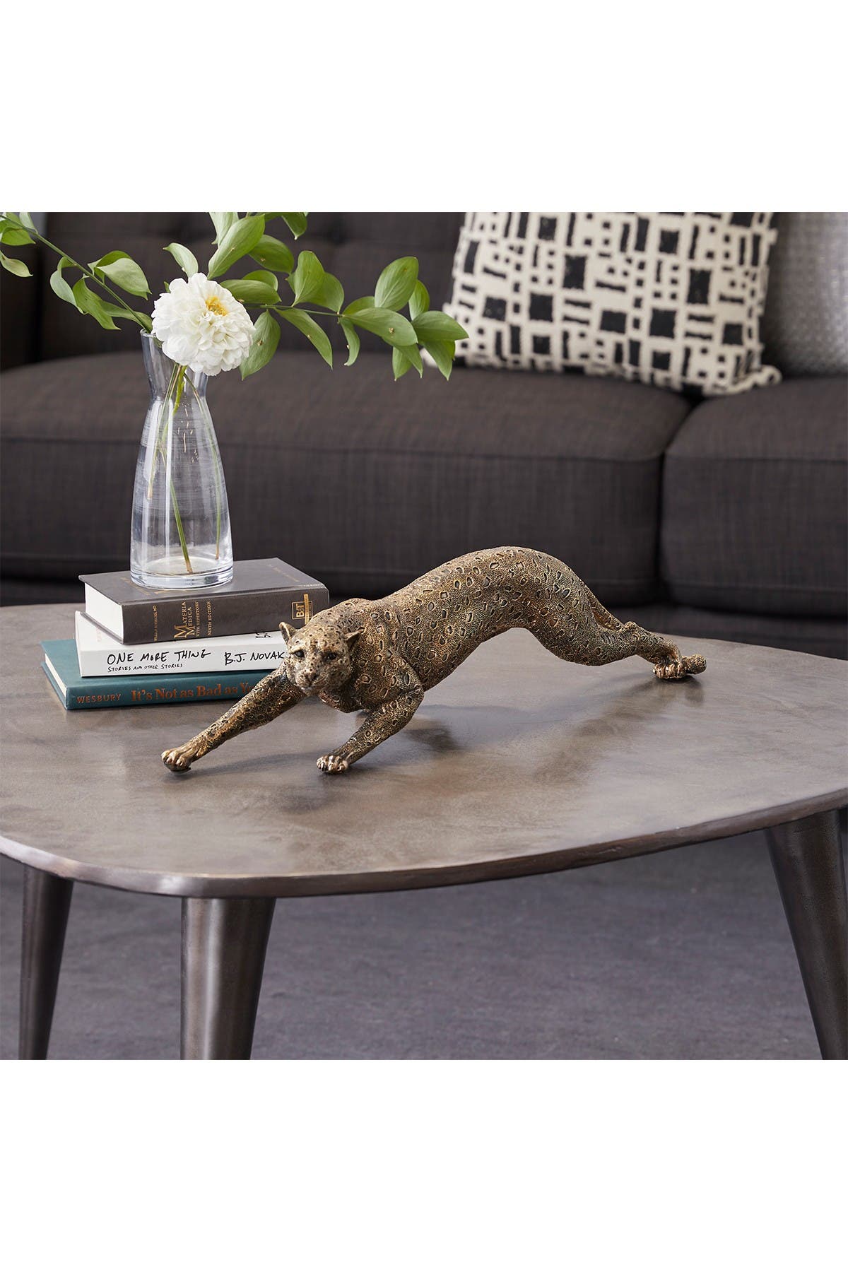 WILLOW ROW Gold Polystone Contemporary Sculpture - Leopard - 5