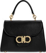 FERRAGAMO Double Gancio Leather Top Handle Bag