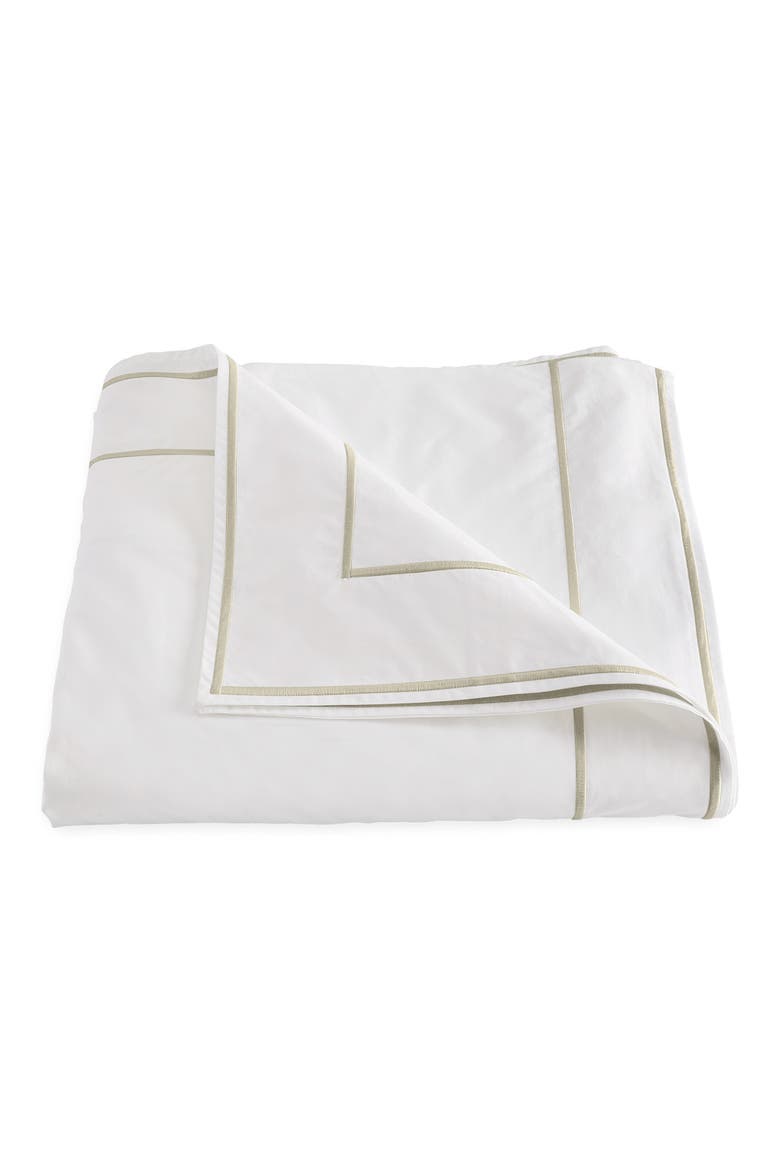 Ansonia Cotton Percale Duvet Cover, Main, color, WHITE/ ALMOND
