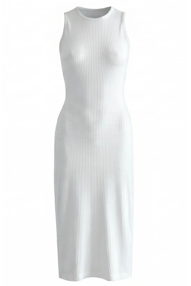 The Ola Rib Second-Skin Bodycon Midi Dress In White, Main, color, White