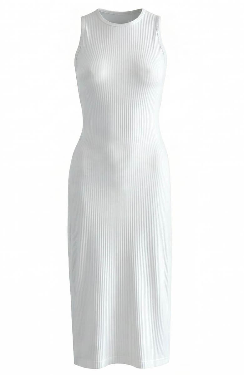 BRUNNA.CO The Ola Rib Second-Skin Bodycon Midi Dress In White, Main, color, White