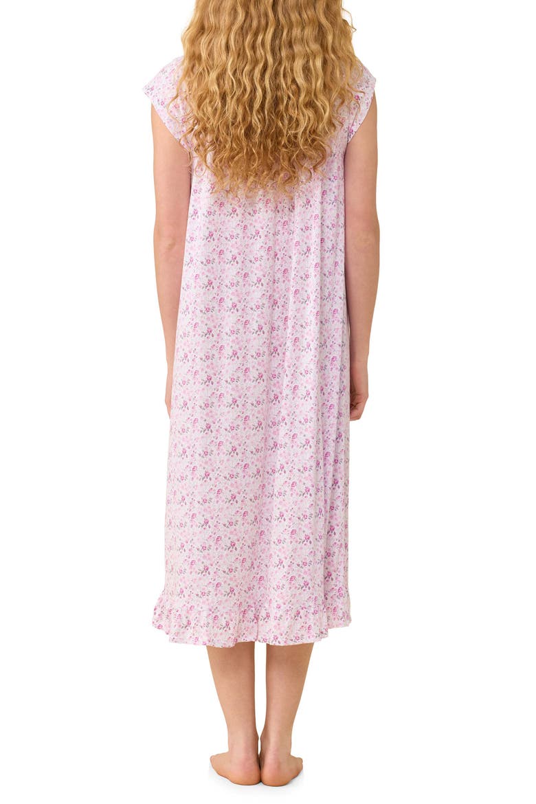 Cap Sleeve Short Cotton Jersey Nightgown, Alternate, color, PINK/ WHITE DITSY