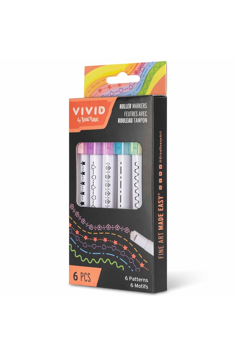 Roller Markers 6 Pack Pattern Markers, Pastel Ink Colors, Alternate, color, Multicolored