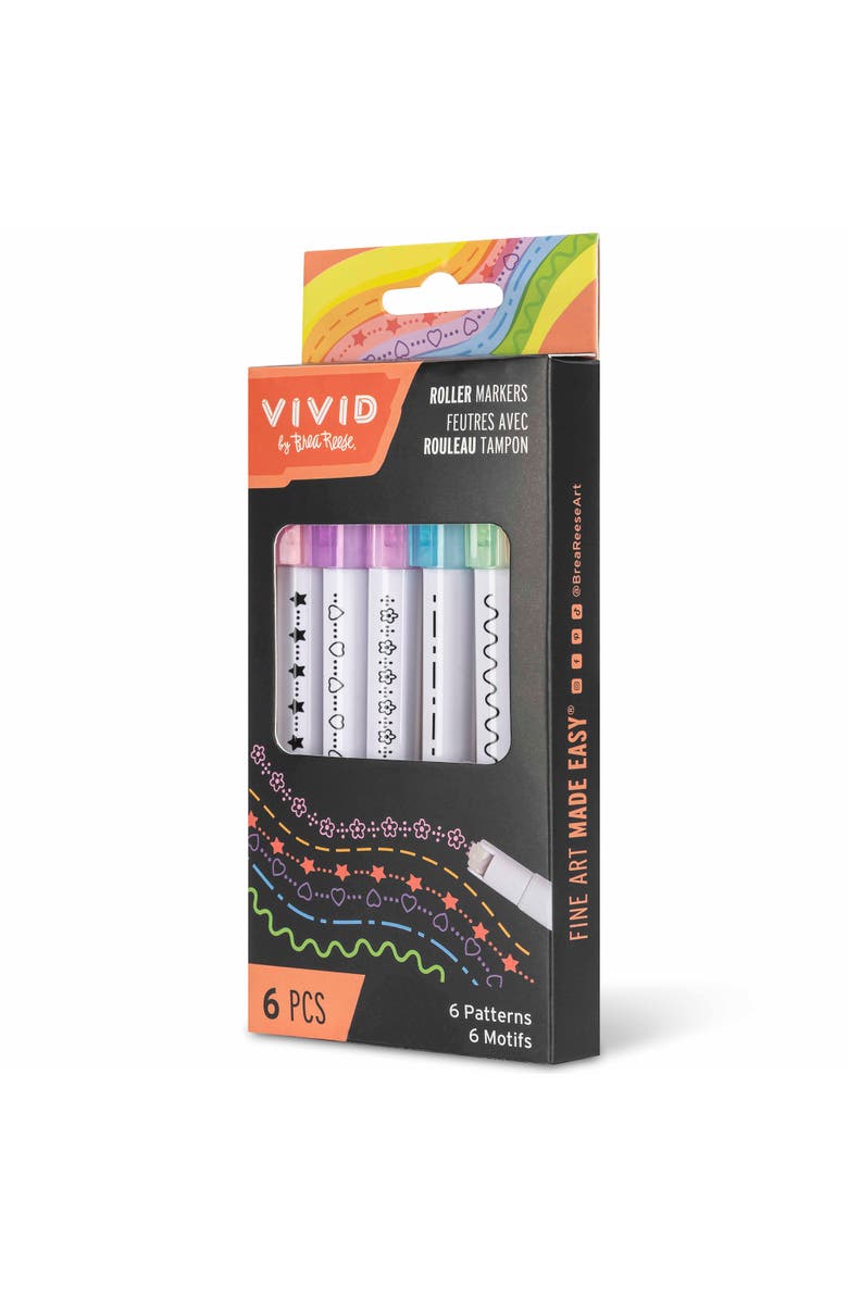 Brea Reese Vivid Roller Markers 6 Pack Pattern Markers, Pastel Ink Colors, Alternate, color,