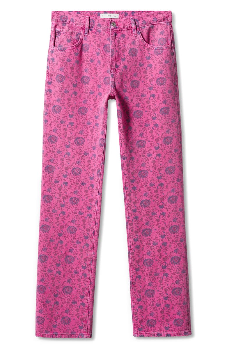MANGO Floral Print Straight Leg Jeans, Alternate, color,