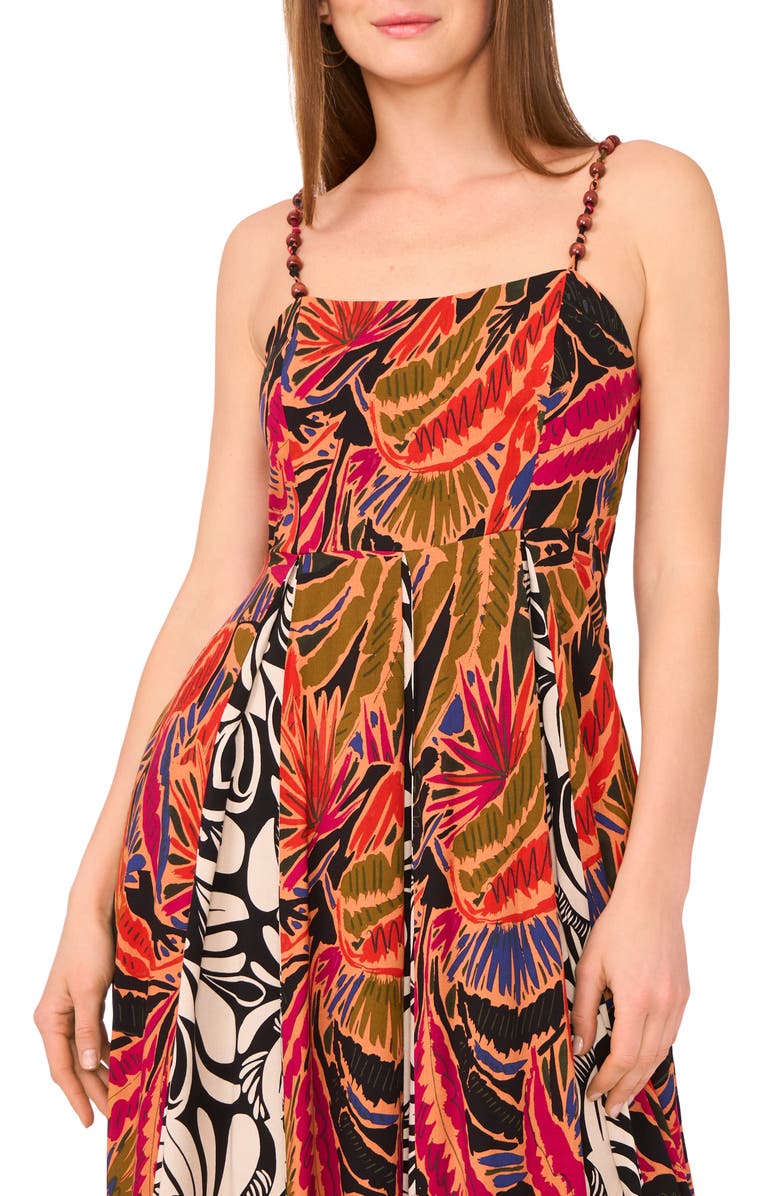 Vince Camuto Mixed Print Inverse Pleat Maxi Dress, Alternate, color, Spiced Peach