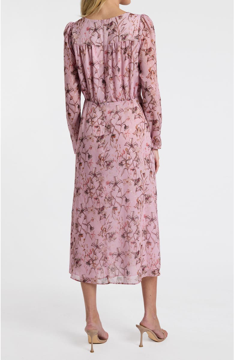 Santorelli Tessa Long Sleeve Midi Dress in Floral Georgette, Alternate, color, Sweet Pink