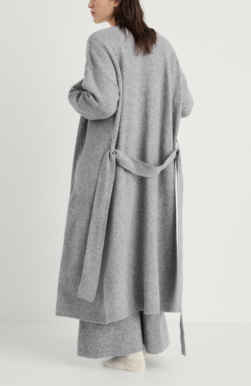 Mango Longline Tie Belt Cardigan In Grey