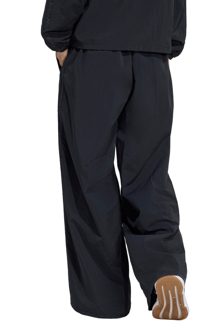 Iconic 3-Stripe Wide Leg Track Pants, Alternate, color, BLACK