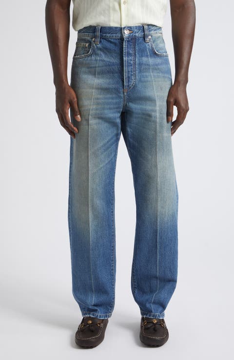 Distressed Straight Leg Jeans