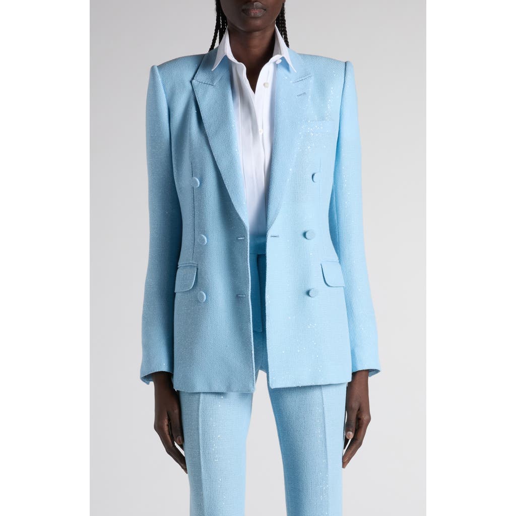 Tom Ford Sequin Embellished Double Breasted Jacket In Blue