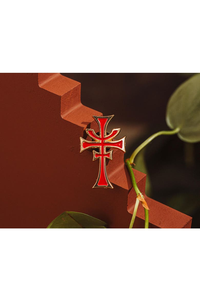 Indiana Jones and the Last Crusade Brotherhood of Cruciform Enamel Pin, Alternate, color, Red