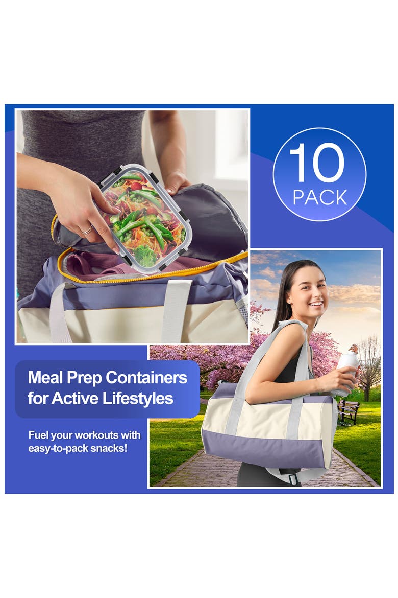10-Pack Glass Food Prep Storage Containers, Alternate, color, CLEAR