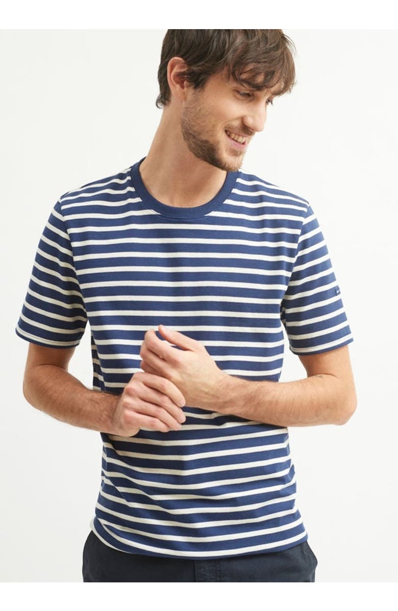 Saint James PLOUIDER - Breton Crew Neck T-Shirt, Alternate, color, Navy/Ecru