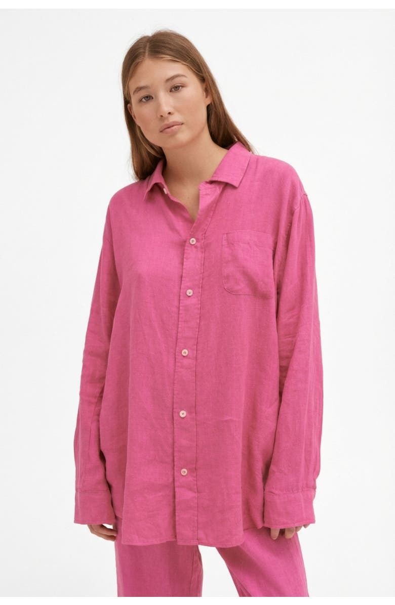 Desmond & Dempsey Lounge Pajama Shirt, Main, color, Pink