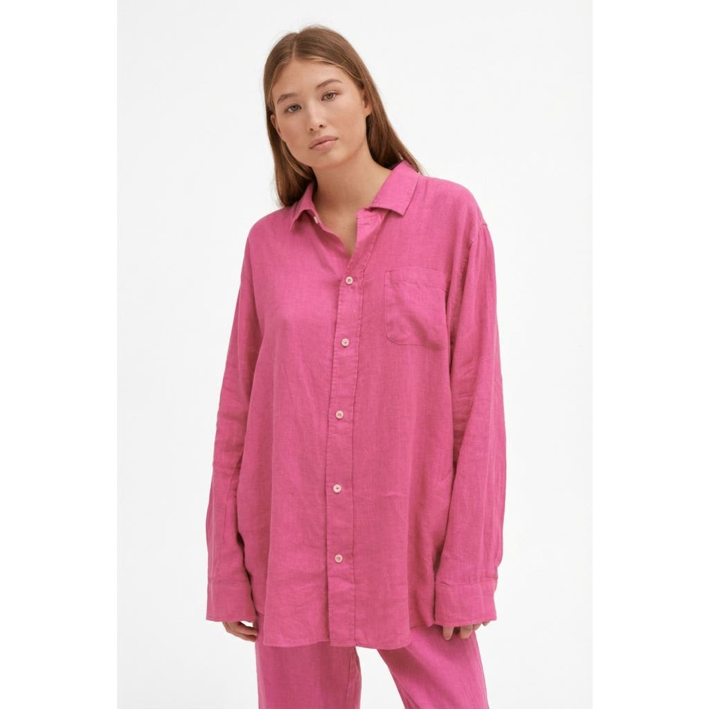 Desmond & Dempsey Lounge Pajama Shirt in Pink at Nordstrom, Size Small