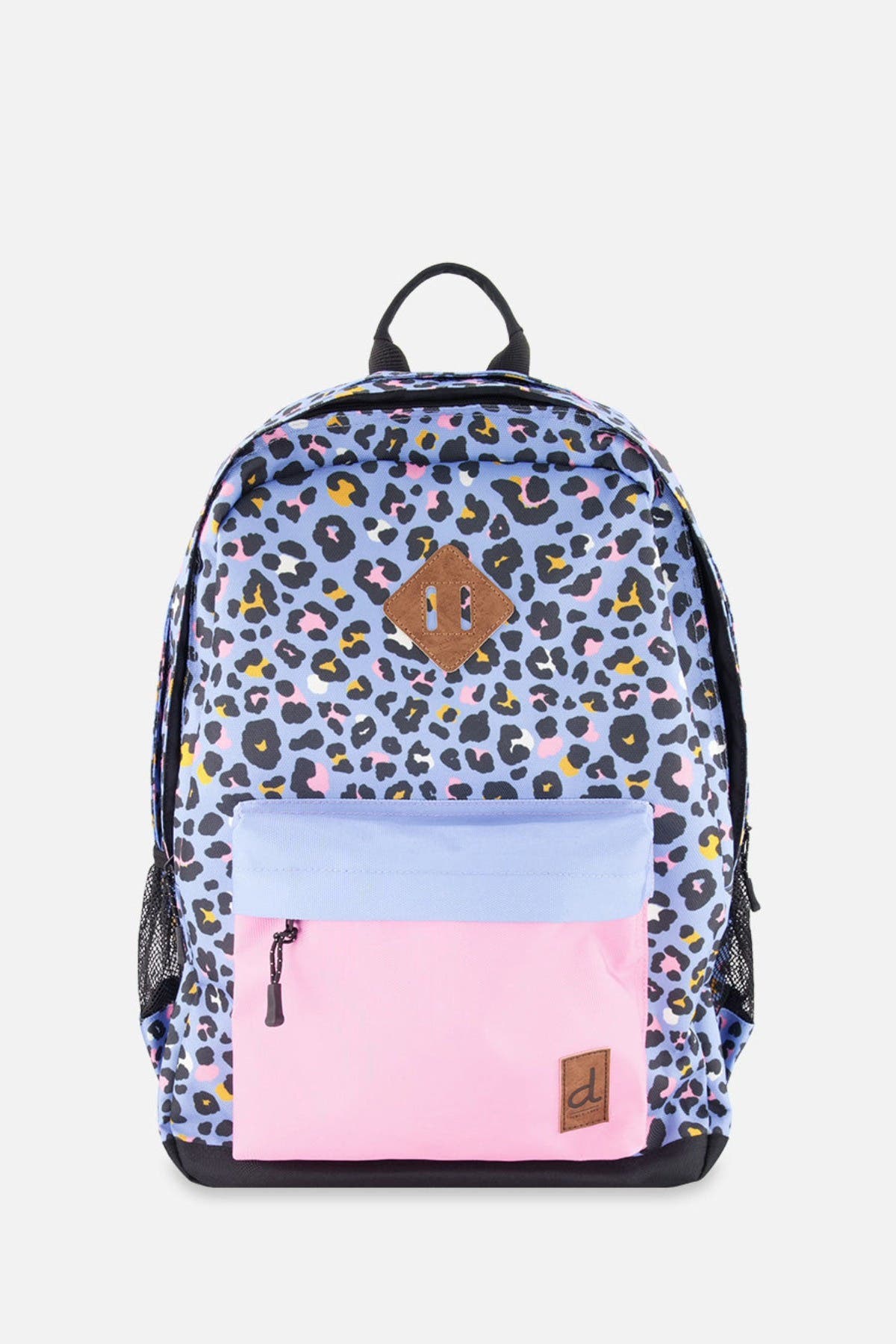 Deux par Deux Leopard Practical Spacious Durable Backpack, Main, color, Blue Leopard Print
