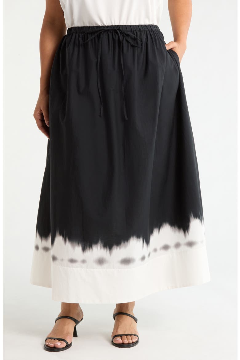 Drawstring Waist Cotton Maxi Skirt, Main, color, RICH BLACK