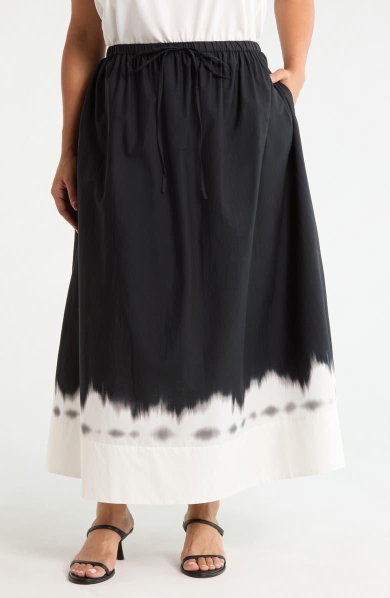 Halogen<sup>®</sup> Drawstring Waist Cotton Maxi Skirt, Main, color, Rich Black