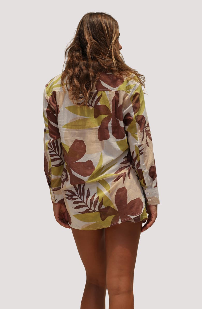 Stone Fox Leo Organic Cotton Cover-Up Shorts, Alternate, color, Tropical Tonal