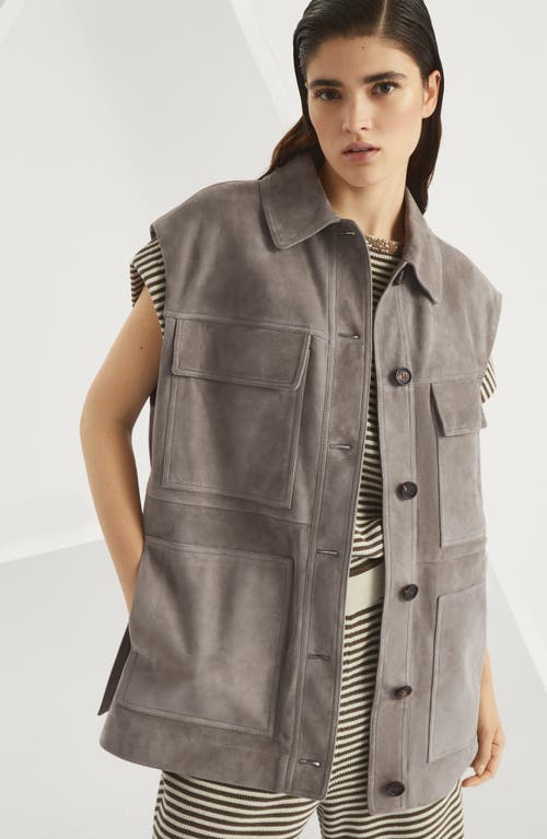 Shop Brunello Cucinelli Couture Suede Vest In Taupe