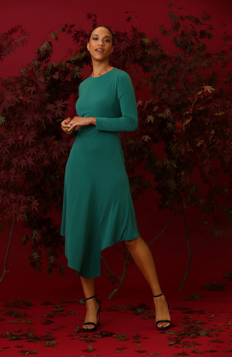 Maggy London Desolina Long Sleeve Asymmetric Hem Dress, Alternate, color, 