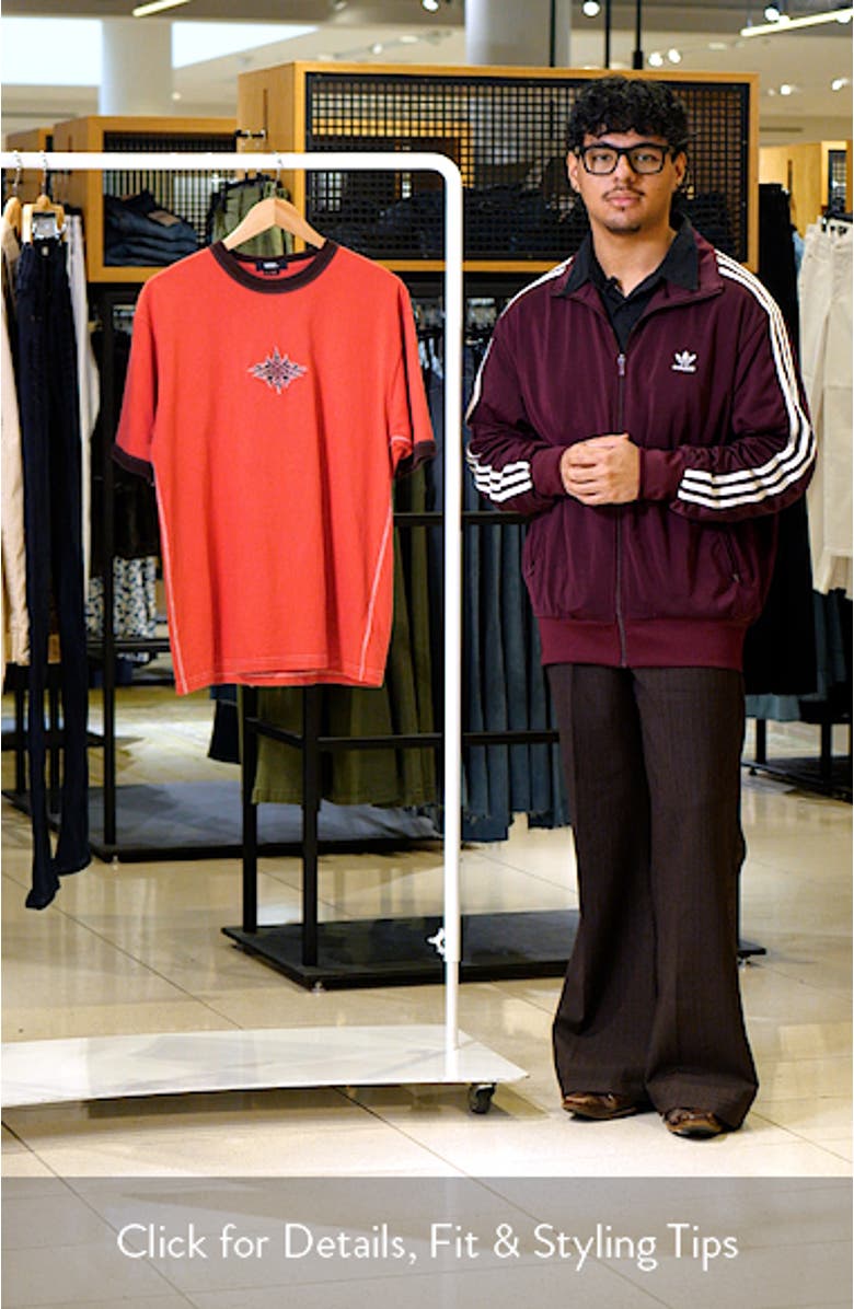 Flame Face Embroidered Ringer T-Shirt, sales video thumbnail