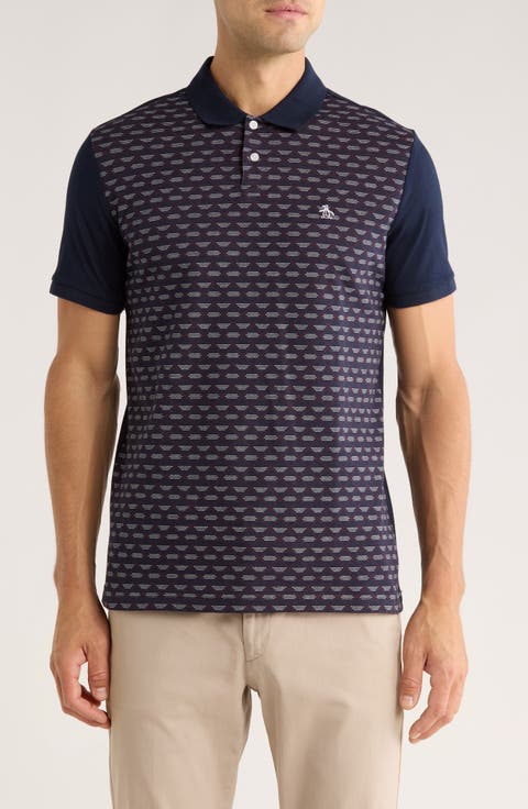 Diamond Cotton Jacquard Knit Polo