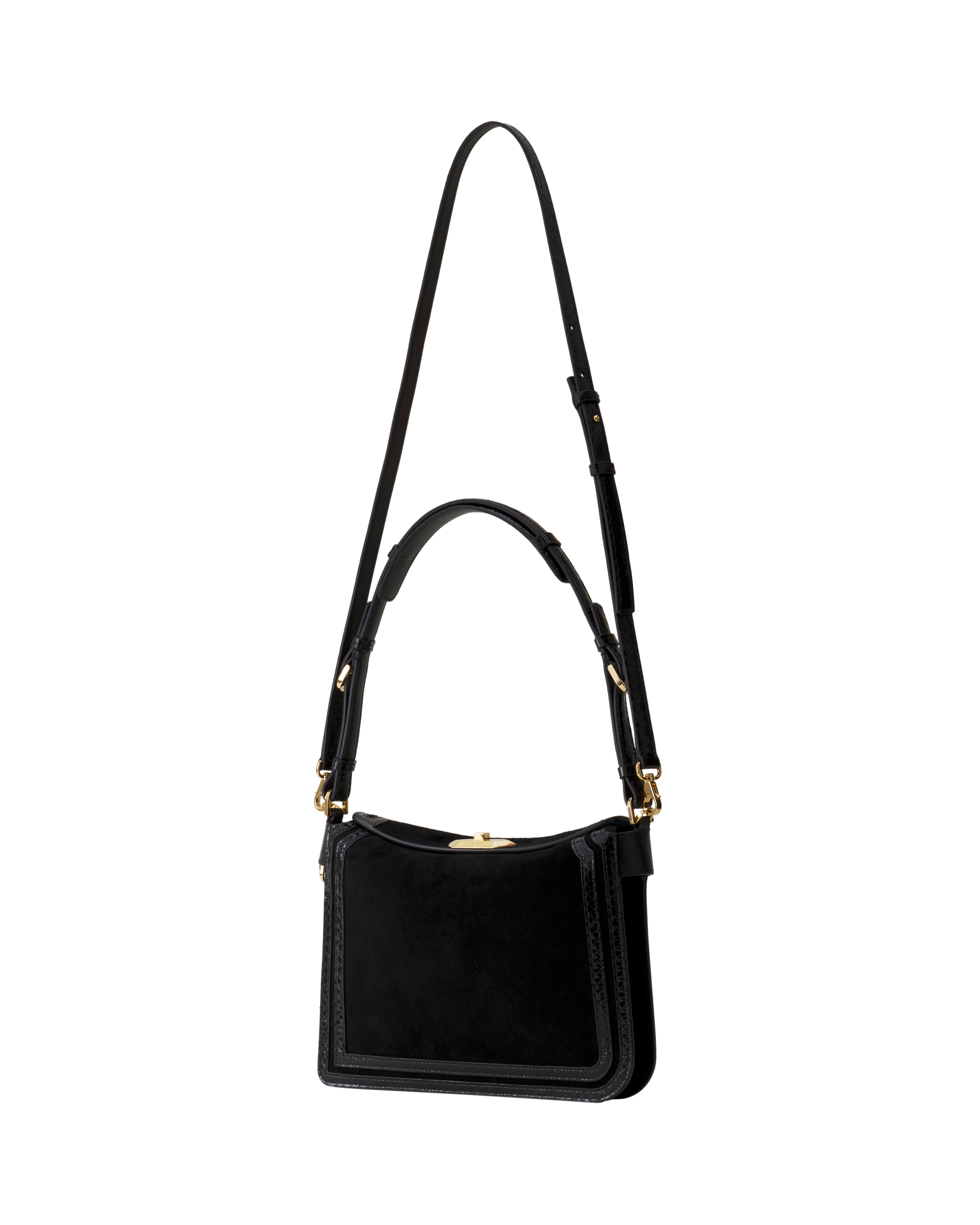 Lanvin Compagnon Small Asymmetrical Bag In Python Finishing, Alternate, color, Black/Black