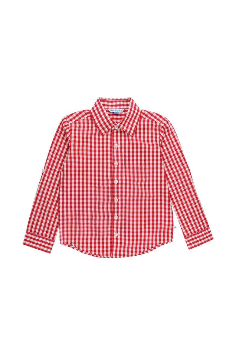 Boys Long Sleeve Button Down Shirt, Main, color, Classic Red Gingham