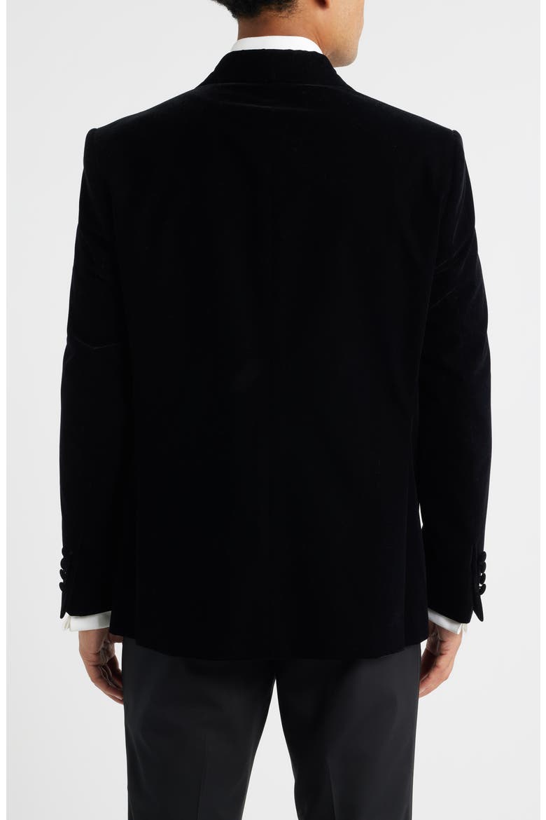 Ellis Double Breasted Black Super 130s Wool Blend Velvet Dinner Jacket, Alternate, color, BLACK