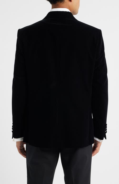 Jack Victor Ellis Double Breasted Black Super 130s Wool Blend Velvet Dinner Jacket In Black