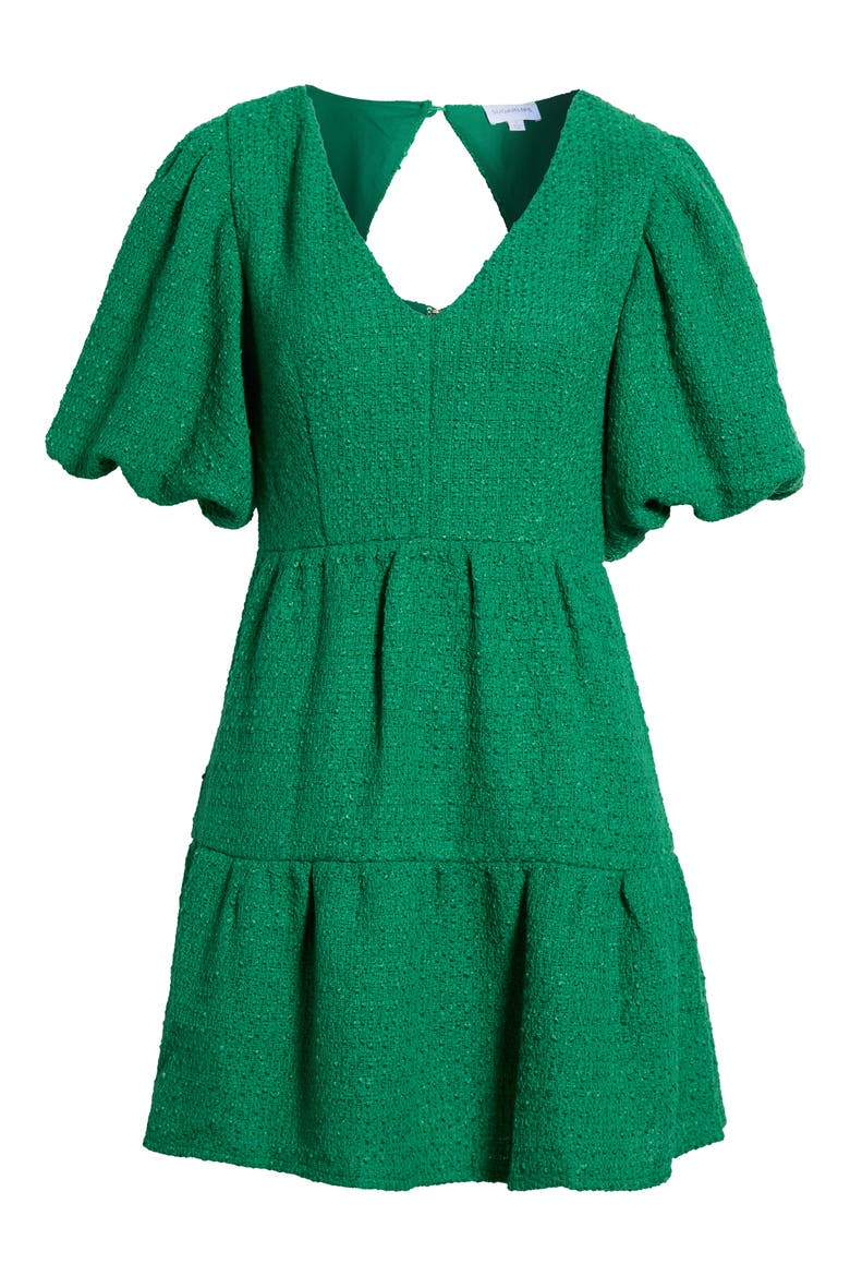 Trista Tweed Tiered Minidress, Alternate, color, KELLY-GREEN