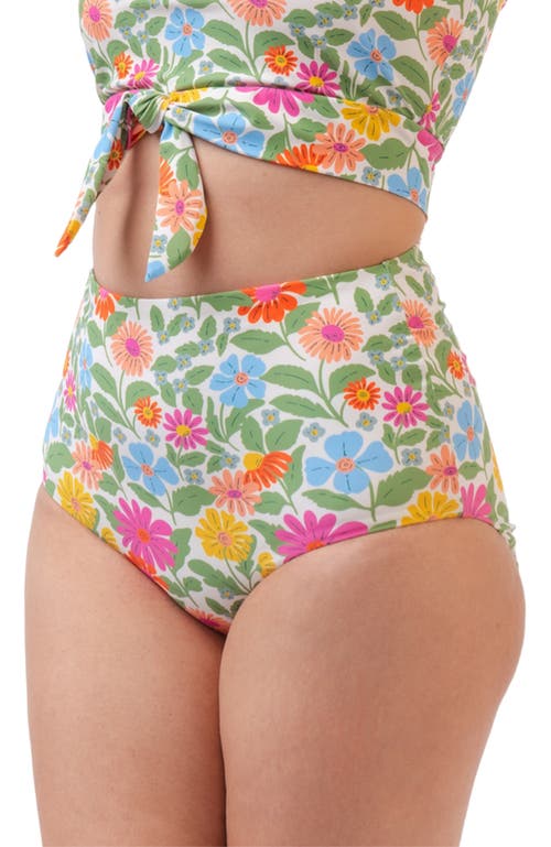 Lime Ricki Swimwear Reversible Ultra High-waist Bottom In Breezy Floral/floral Check