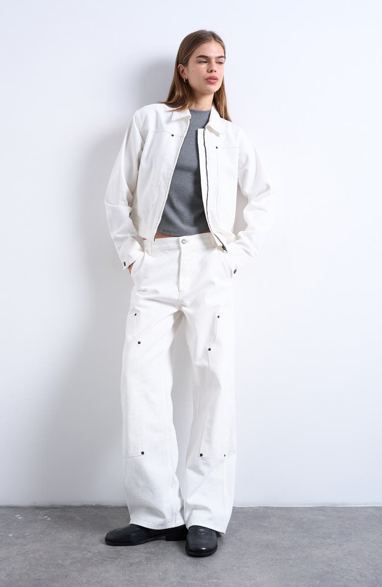 Topshop Column Straight Leg Jeans, Alternate, color, Ivory