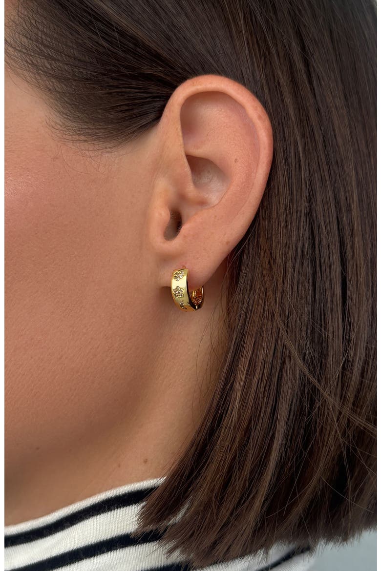 Cubic Zirconia Heart & Star Huggie Hoop Earrings, Alternate, color, GOLD