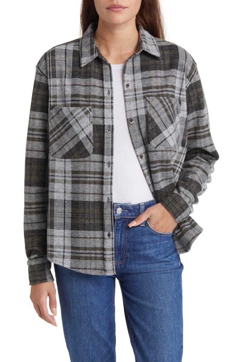 beachlunchlounge Plaid Shirt Jacket, Main, color, 