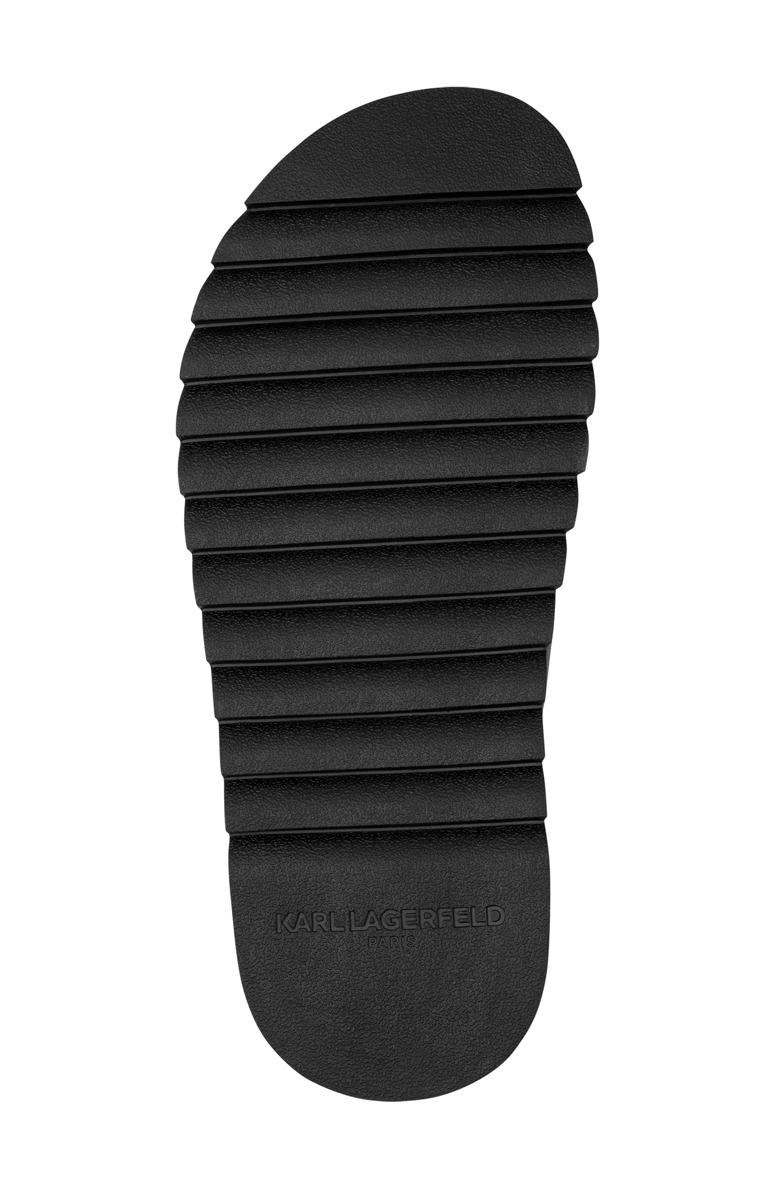 KARL LAGERFELD PARIS Charlot Front 3D Logo Banded Slide Sandal, Alternate, color, Black