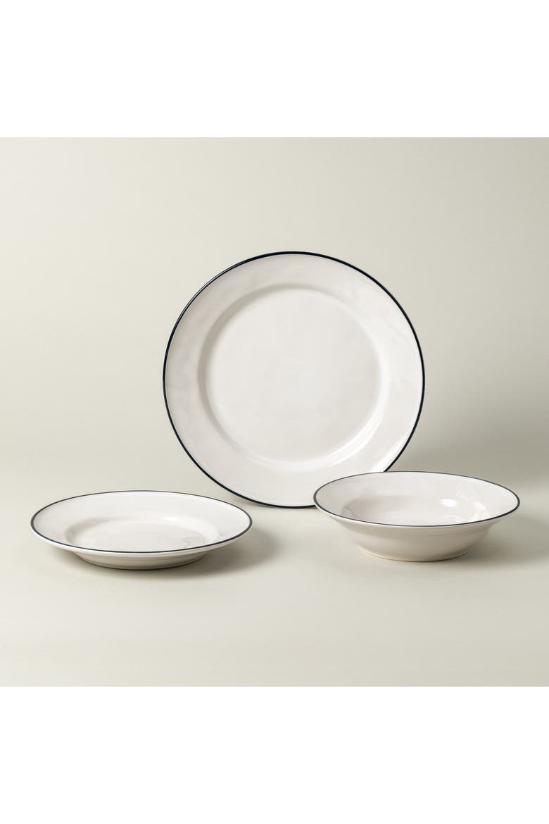 Beja 12-pc place setting w/ pasta bowl, Alternate, color, White & blue