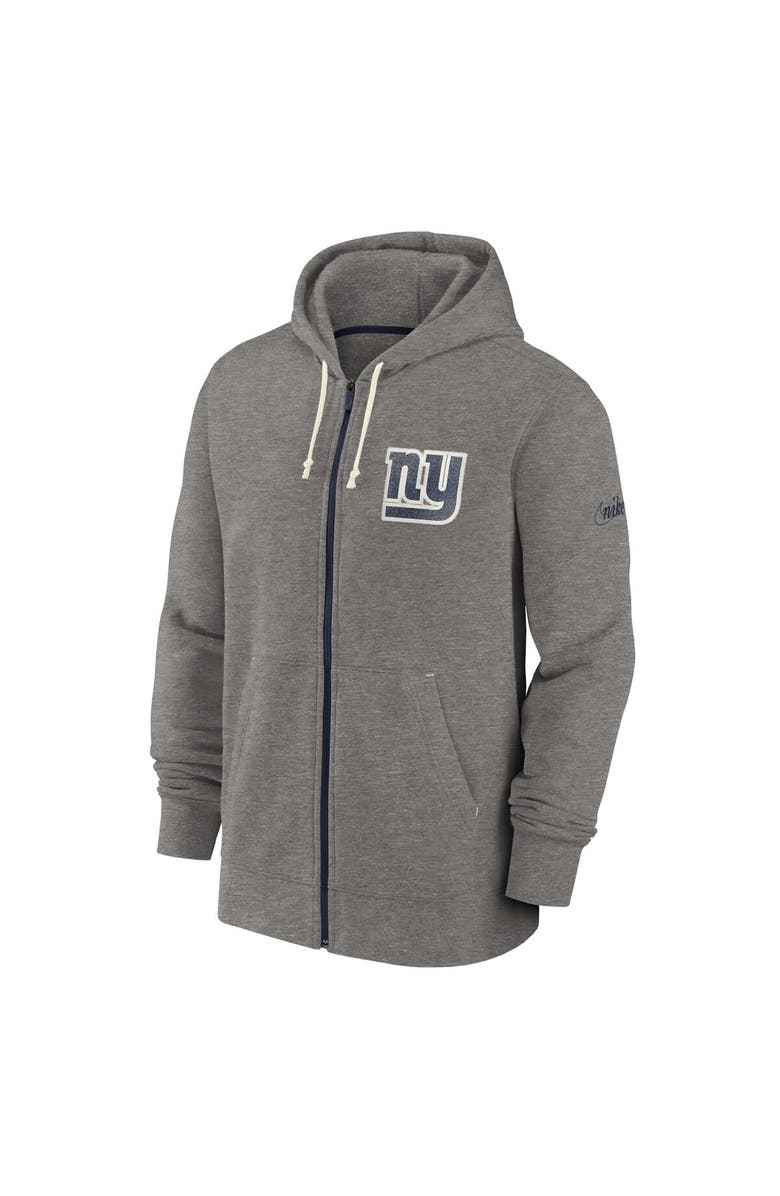 Nike Men's Nike Heather Charcoal New York Giants Historic Lifestyle Full-Zip Hoodie, Alternate, color,