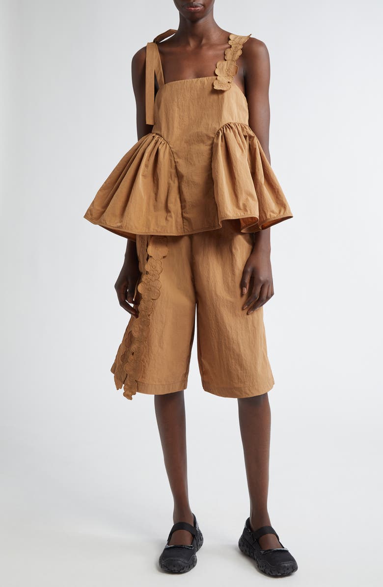 Cecilie Bahnsen Onyx Floral Appliqué Nylon Ripstop Top, Alternate, color, Chestnut