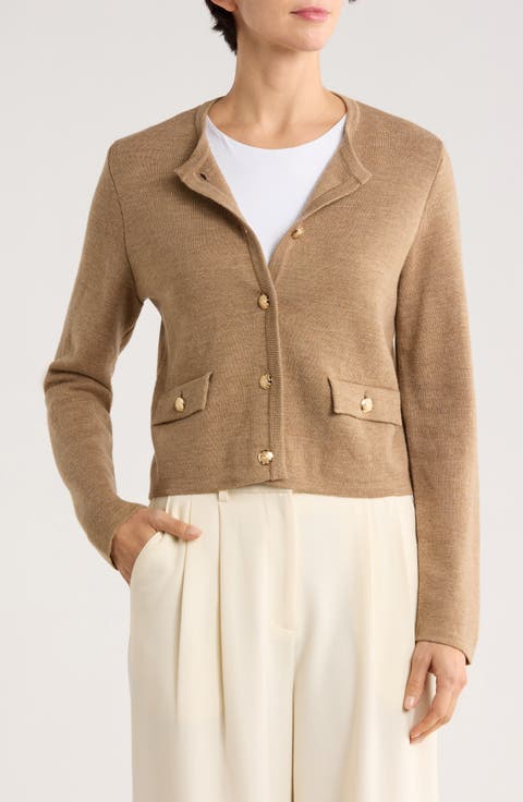 Merino Wool Crop Cardigan