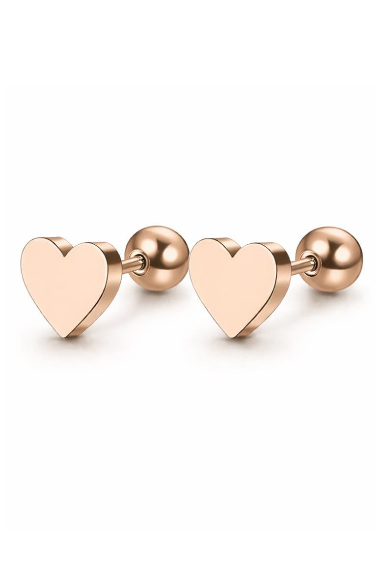 Heart Stud Earrings, Main, color, ROSE GOLD