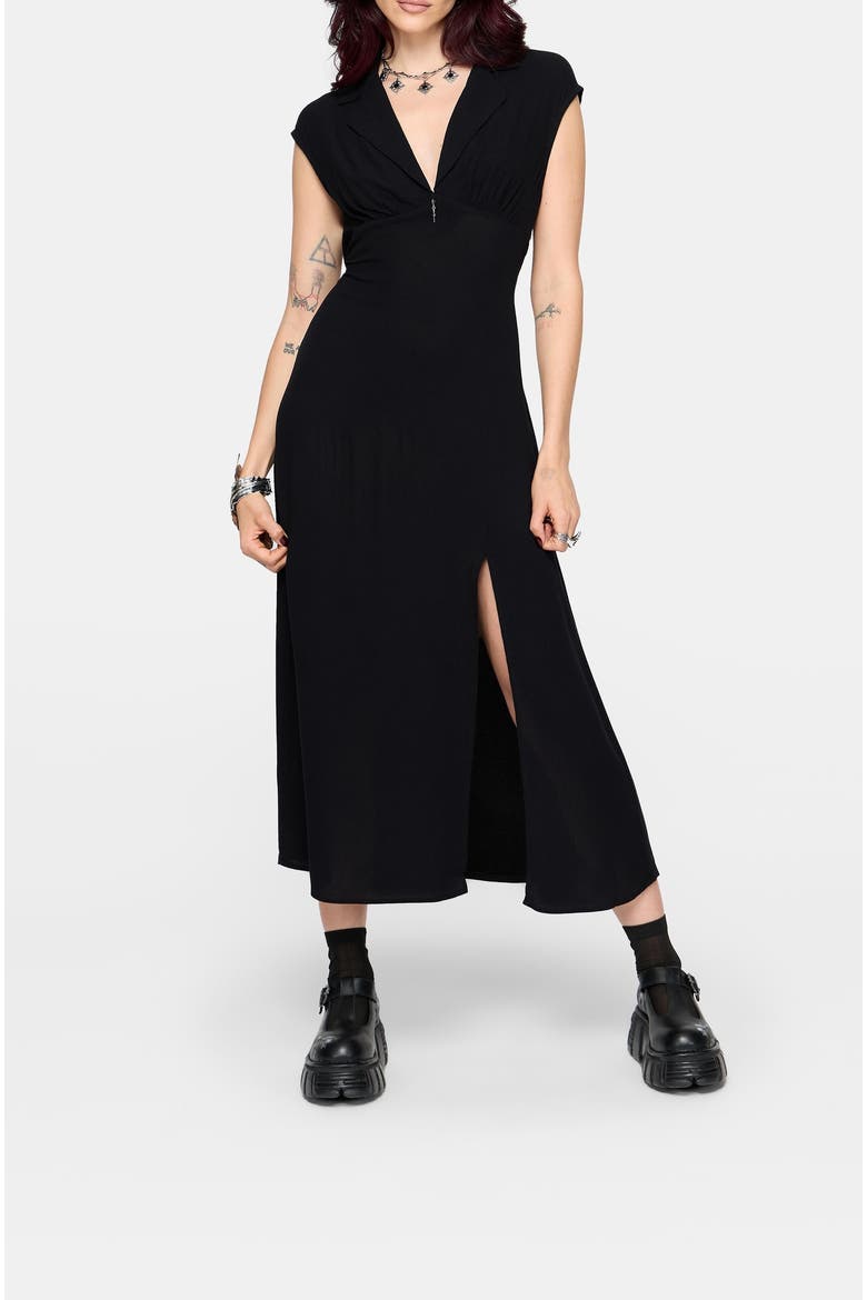 Kirya Tie Back Midi Dress, Alternate, color, Black
