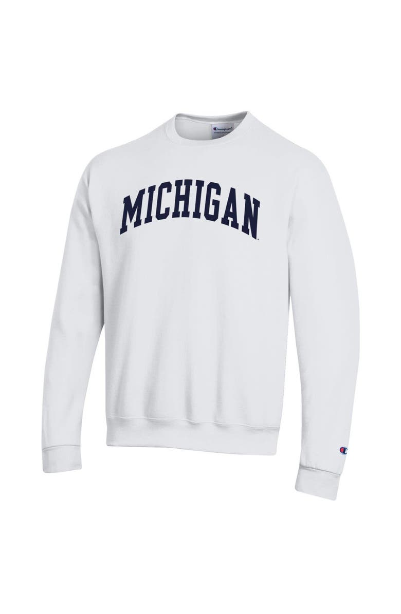 Champion Men's Champion  White Michigan Wolverines Basic Arch Fleece Pullover Sweatshirt, Alternate, color, White