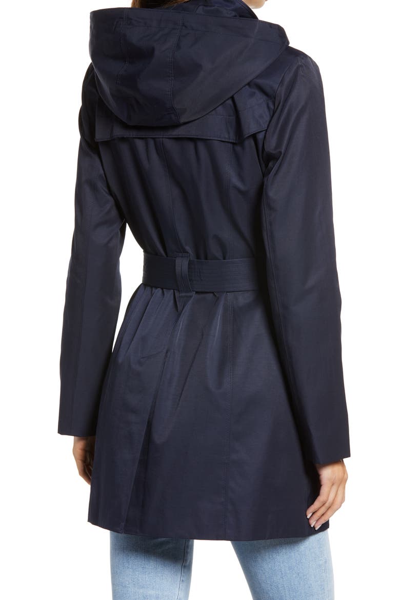 Hooded Trench Coat with Bib Inset, Alternate, color, MIDNIGHT NAVY