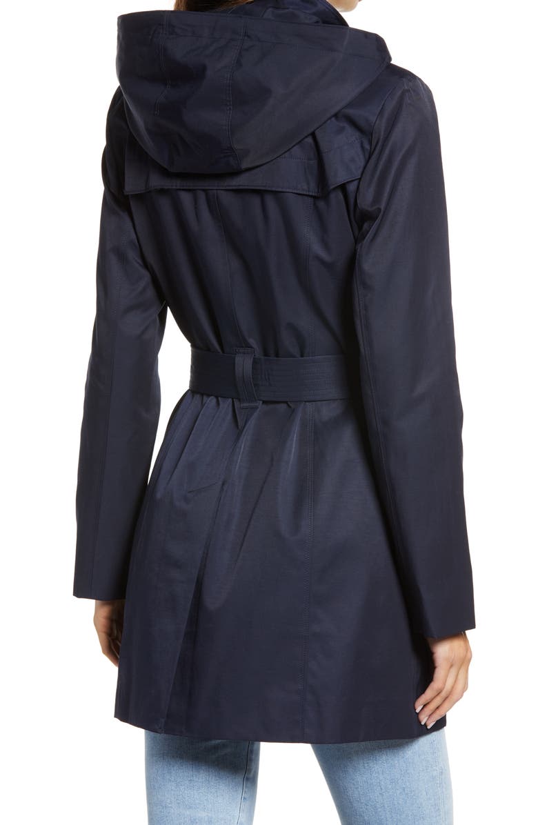 London Fog Hooded Trench Coat with Bib Inset, Alternate, color,